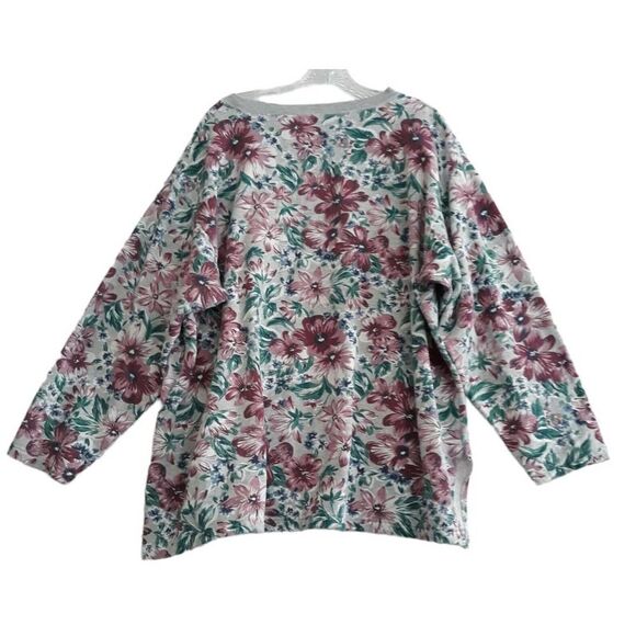 B I Gear Sport Shirt Top Womens 24W Gray Floral Long Sleeve - Picture 2 of 10